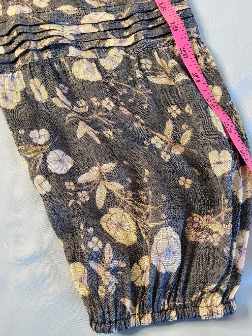 LC Lauren Conrad Slate Floral Square-Neck Balloon-Sleeve Tunic - Picture 6 of 8